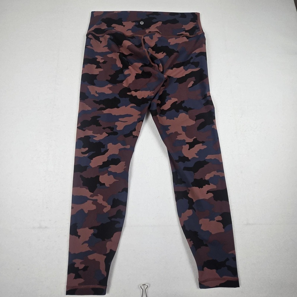 Lululemon Wunder Train‎ Leggings Womens 14 Pink Camo High-Rise 25" (B4)